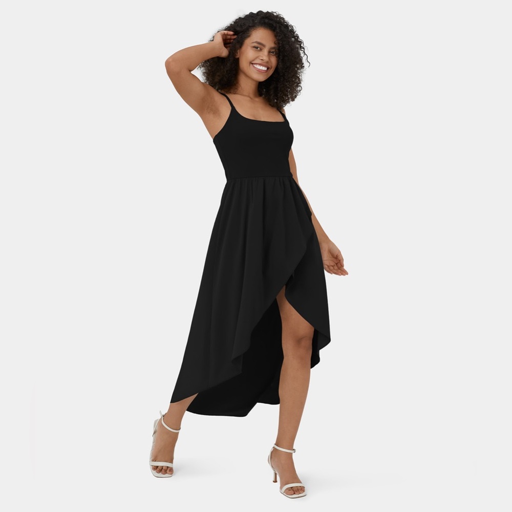 Breezeful™ Backless Asymmetric Crossover Hem 2-Piece Side Pocket Flowy Midi